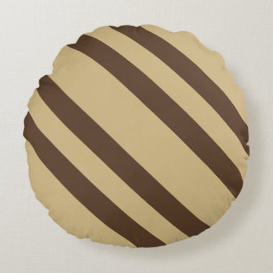 Beige And Brown Stripes Round Cushion