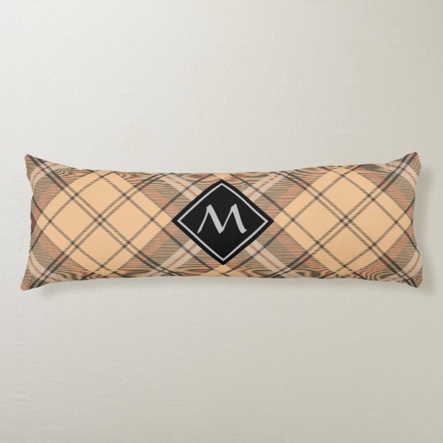 Beige and Brown Tartan Body Cushion (Front)
