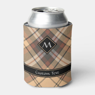 Beige and Brown Tartan Can Cooler