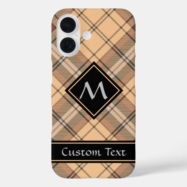 Beige and Brown Tartan Case-Mate iPhone Case (Back)