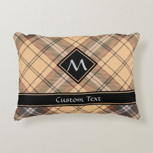 Beige and Brown Tartan Decorative Cushion