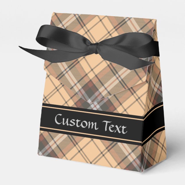 Beige and Brown Tartan Favour Box (Front Side)