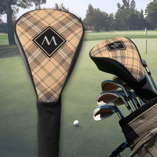 Beige and Brown Tartan Golf Head Cover