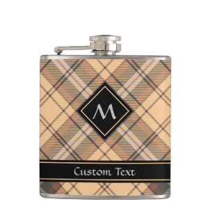 Beige and Brown Tartan Hip Flask