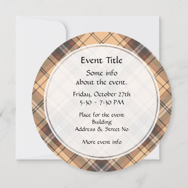 Beige and Brown Tartan Invitation (Back)