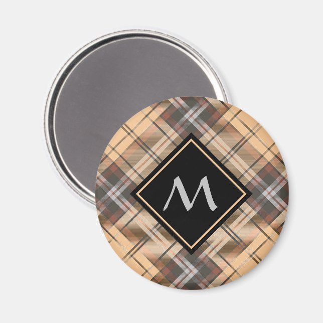 Beige and Brown Tartan Magnet (Front/Back)