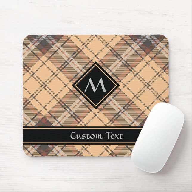 Beige and Brown Tartan Mouse Pad (With Mouse)