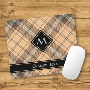 Beige and Brown Tartan Mouse Pad