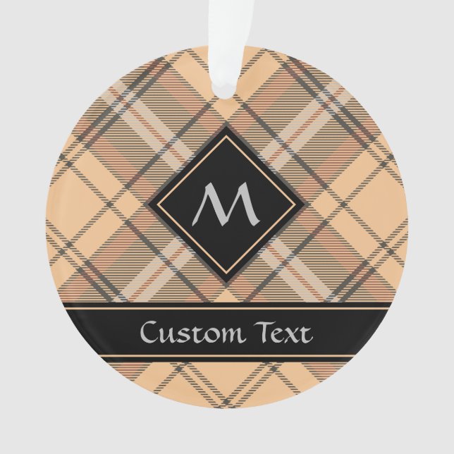 Beige and Brown Tartan Ornament (Front)