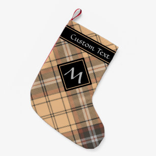 Beige and Brown Tartan Small Christmas Stocking