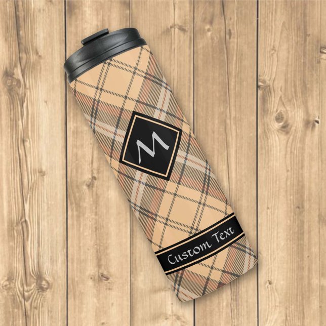 Beige and Brown Tartan Thermal Tumbler (Creator Uploaded)