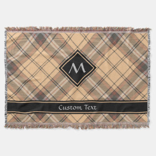 Beige and Brown Tartan Throw Blanket