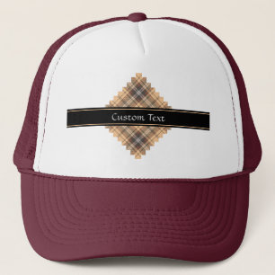 Beige and Brown Tartan Trucker Hat