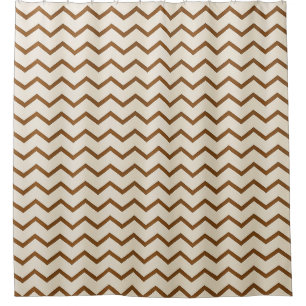 Beige and Brown Zig Zag Pattern Shower Curtain