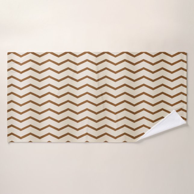 Beige and Brown Zigzag bath towel (Bath Towel)