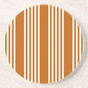Beige and burnt orange five stripe pattern coaster