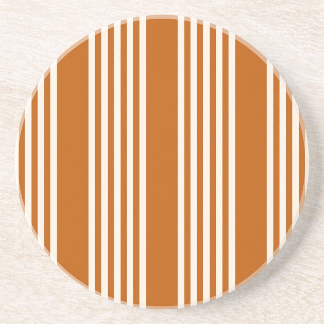 Beige and burnt orange five stripe pattern coaster (Front)
