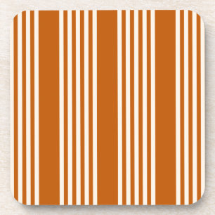 Beige and burnt orange five stripe pattern coaster