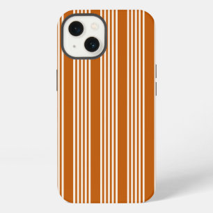 Beige and burnt orange five stripe pattern iPhone 13 case