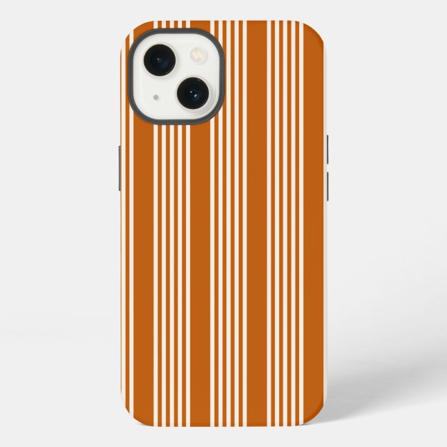 Beige and burnt orange five stripe pattern iPhone case (Back)
