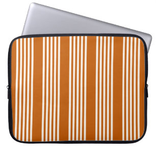 Beige and burnt orange five stripe pattern laptop sleeve