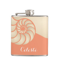 Beige and Coral Nautilus Shell with Monogram