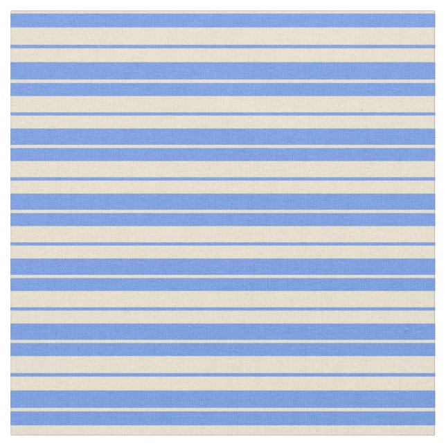 Beige and Cornflower Blue Coloured Pattern Fabric (Close Up)