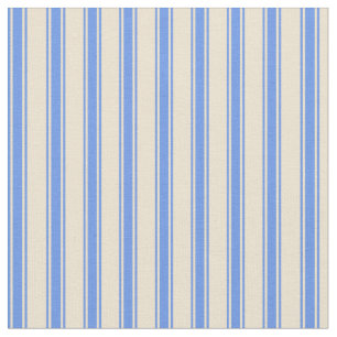 Beige and Cornflower Blue Striped Pattern Fabric