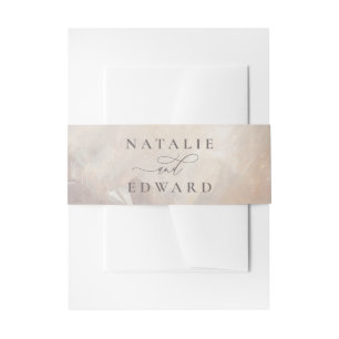 Beige and cream abstract painted wedding invitation belly band