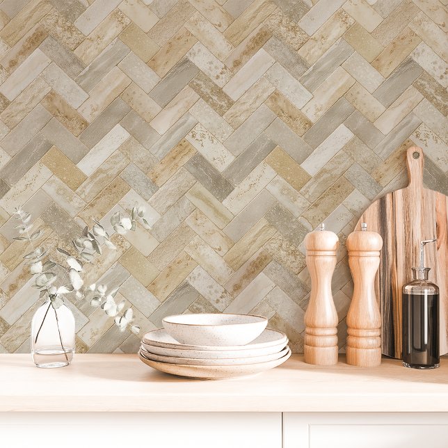Beige and Cream Herringbone Chevron Wallpaper (Creator Uploaded)