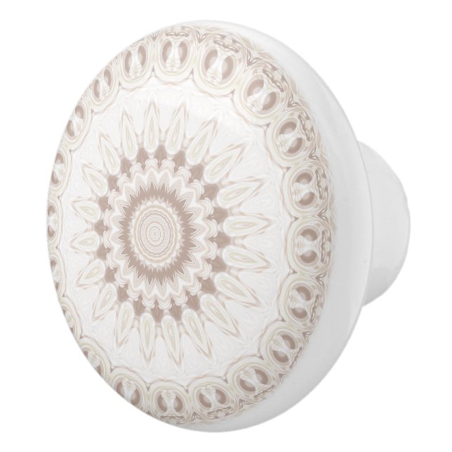 Beige and Cream Mandala Pattern Ceramic Knob (Right)