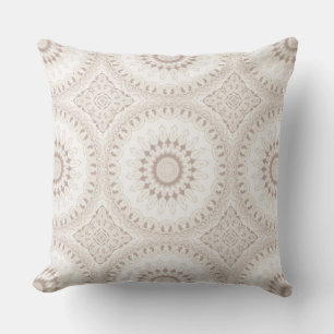 Beige and Cream Mandala Pattern Cushion