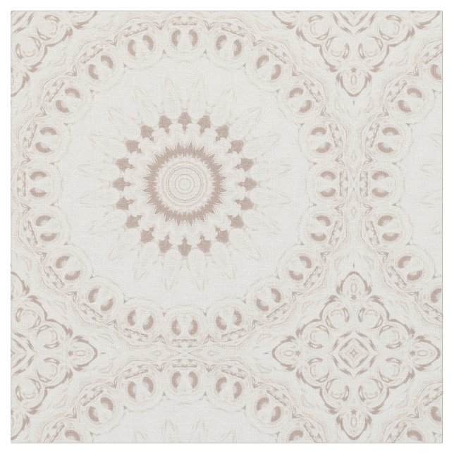 Beige and Cream Mandala Pattern Fabric (Close Up)