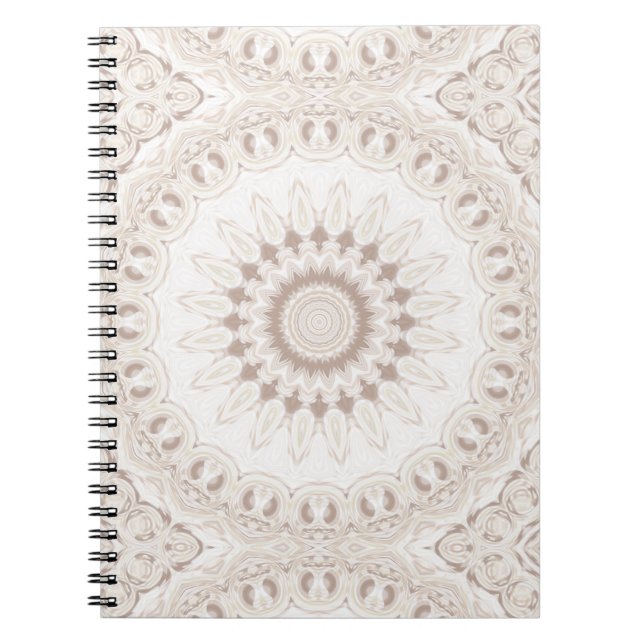 Beige and Cream Mandala Pattern Notebook (Front)
