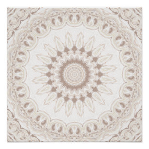 Beige and Cream Mandala Pattern Poster