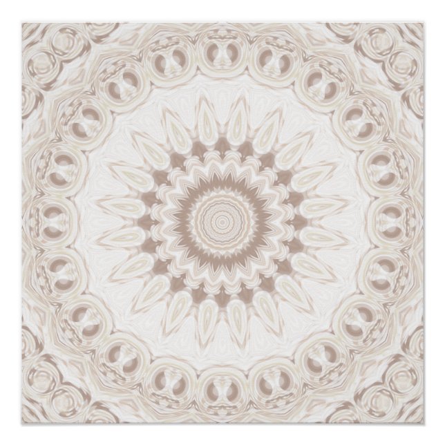 Beige and Cream Mandala Pattern Poster (Front)