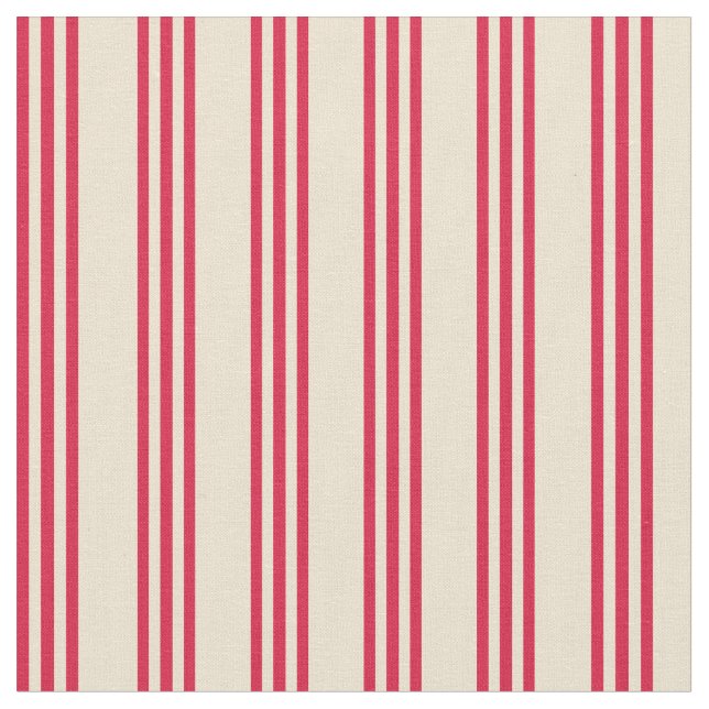 Beige and Crimson Coloured Stripes Fabric (Close Up)