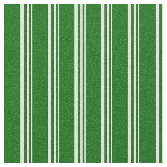 Beige and Dark Green Coloured Stripes Fabric (Close Up)