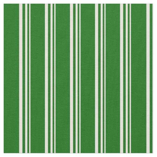 Beige and Dark Green Coloured Stripes Fabric (Close Up)