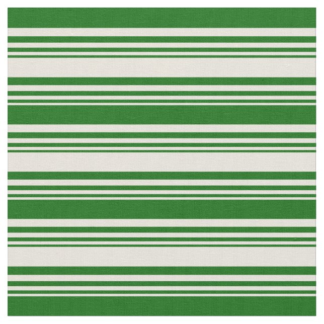 Beige and Dark Green Lines/Stripes Pattern Fabric (Close Up)