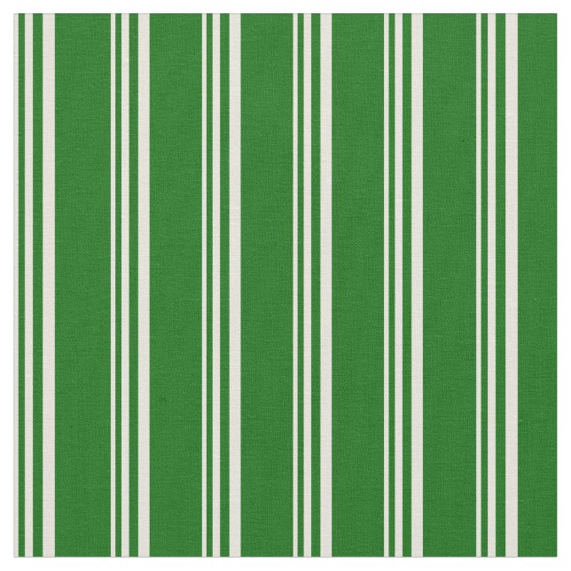 Beige and Dark Green Stripes/Lines Pattern Fabric (Close Up)