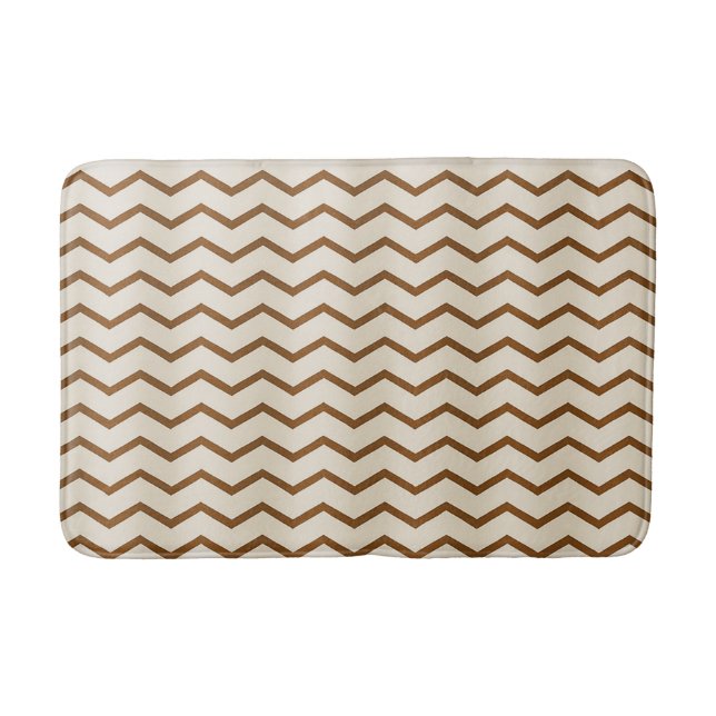 Beige and Earthy Zigzag lines Bath Mat (Front)