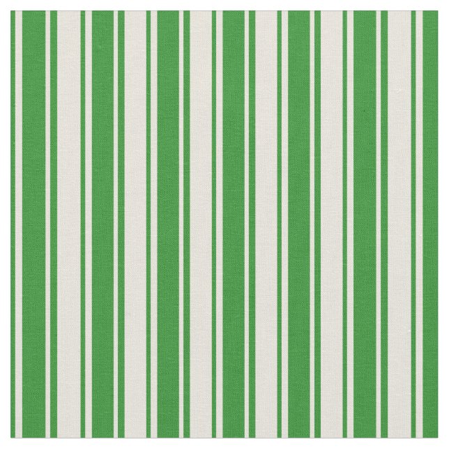 Beige and Forest Green Coloured Stripes Fabric (Close Up)