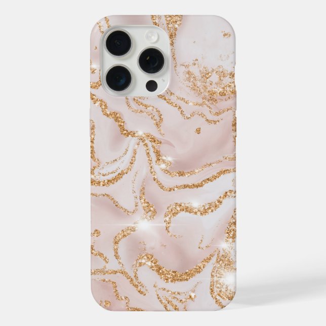 Beige and Gold Marble Pattern iPhone Case (Back)