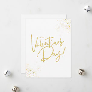 Beige And Golden Minimalist Valentine's Day Holiday Card