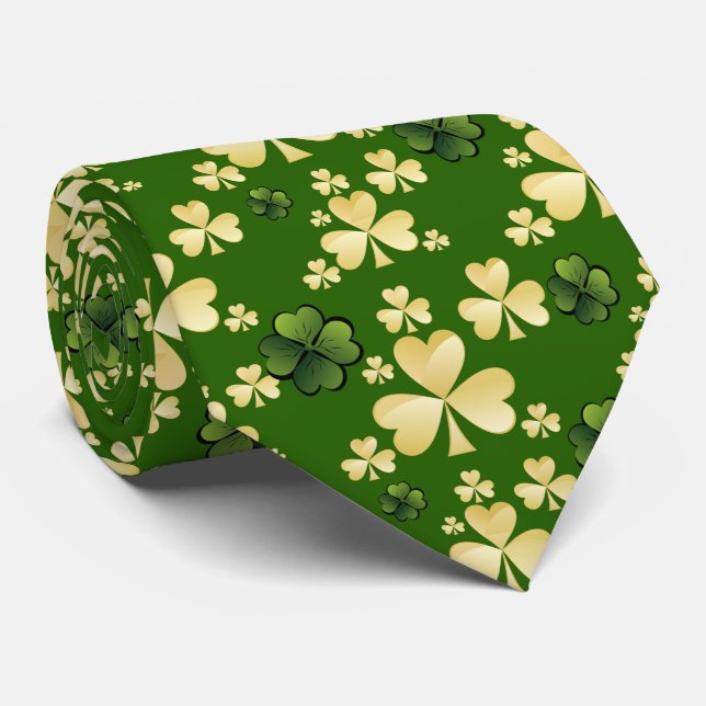Beige and green clover tie (Rolled)