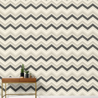 Beige and Grey Chevron Pattern Wallpaper