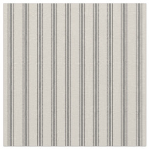 Beige and Grey Classic Ticking Stripes Fabric