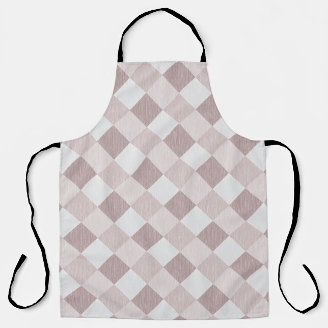 Beige and Grey Geometric Patchwork Pattern Oblique Apron (Front)