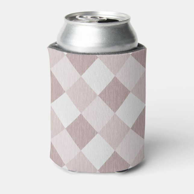 Beige and Grey Geometric Patchwork Pattern Oblique Can Cooler (Can Back)
